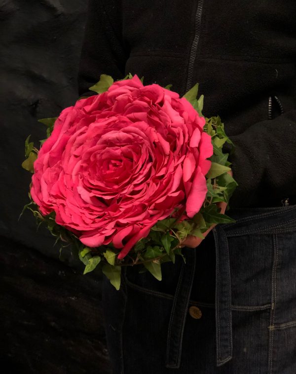 Rosa blomma i hand