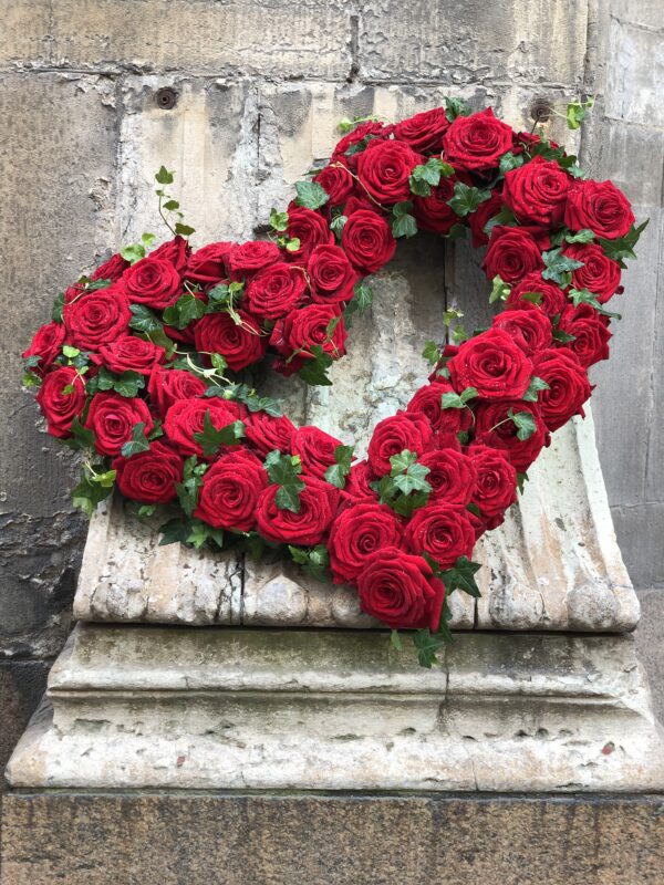 Röda rosor format som hjärta